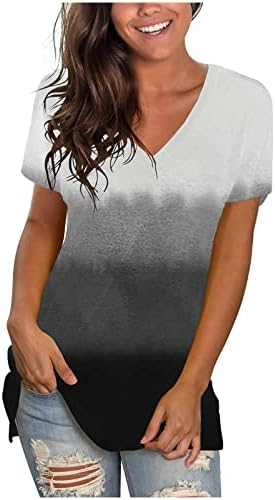 Top camiseta para senhoras outono de verão de manga curta 2023 de pescoço de pescoço de pescoço, camisa casual listrada de algodão
