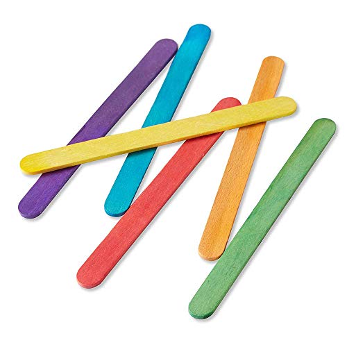 Hand2mind Rainbow Colored Wood Craft Sticks, palitos de picolé para artesanato, palitos de depilação, materiais de arte em sala de