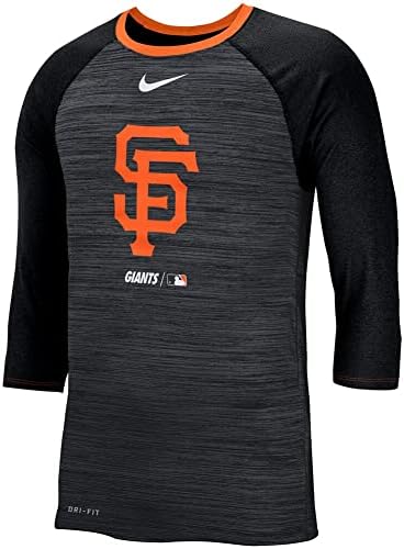 Nike Men's San Francisco Giants Velocity 3/4-Mantenha Raglan T-shirt-Black