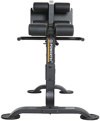 Powertec Fitness Dual Hiperextensão - Crunch Bench Exercício para academia em casa, Máquina de Extensão de Back Black - Black