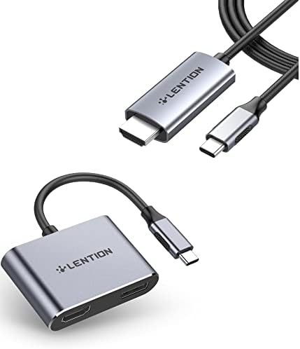 LENTÇÃO USB C TO HDMI & DisplayPort Adaptador 4K@60Hz/USB C para HDMI 2.0 Adaptador de cabo