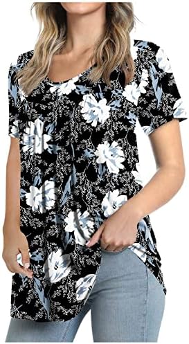 Tops femininos ocultam a túnica de barriga 2023 de verão de manga curta T camisetas longas camisetas flowyt casuais blusas para usar com leggings