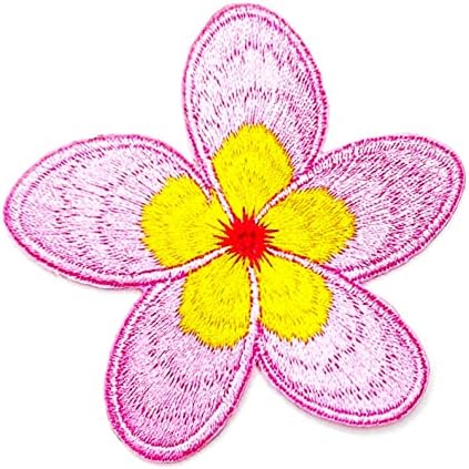 ONEX 3PCS. Apliques bordados de manchas de flores de plumeria rosa costurar ou ferro em remendos suprimentos crianças meninos meninas