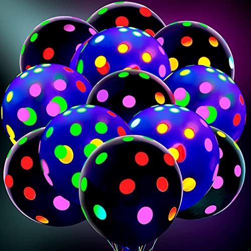 50 PCs Balões de brilho de néon de 12 polegadas brilham nos balões escuros Balões de polka UV Balões Blacklight Balloons