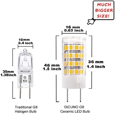 Bulbo LED de Dicuno G8, 4W Warm White 3000k, sob a luz do balcão do gabinete, substituição de halogênio equivalente a 40W, 10pcs, Nota: Deve verificar o tamanho antes da compra