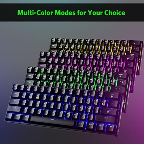 Fiodio 61 Keys RGB Teclado de jogo mecânico com fio com interruptores azuis de clique audível, compacto Mini-teclado portátil