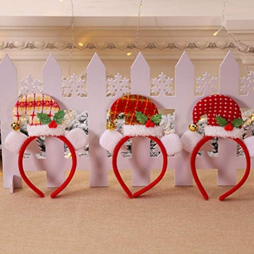 AMOSFUN HAIR BUFF 6PCS Bandas de cabeça de Natal Elf Hat Bands com Holly Berry Jingle Bell Decoração de Christmas Headwears de Natal
