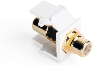 Leviton 40830-Bwy Quickport RCA, conector banhado a ouro com listra amarela, branca