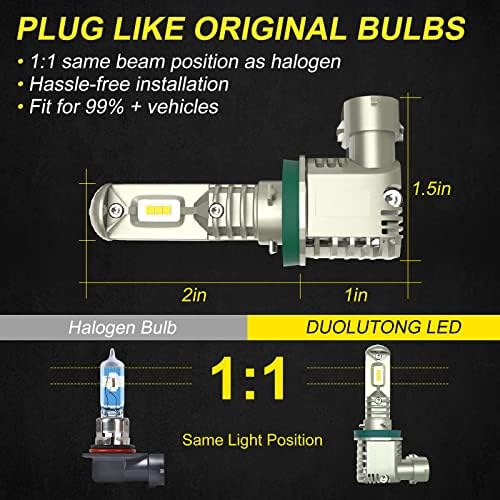 Duolutong 9006 Bulbos de farol de LED, 300% mais brilhante 6000k Lâmpada branca fria 9006 / HB4 Kits de conversão de farol de LED,