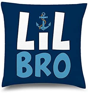 Pekatees Bursery Room Capas de travesseiro decorativo para meninos Lil Bro âncora Caso de almofada Crianças 18 x 18
