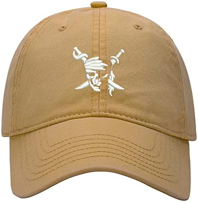 L8502-LXYB Baseball Men Men Pirate Skull com espadas bordadas com algodão lavado Caps de beisebol