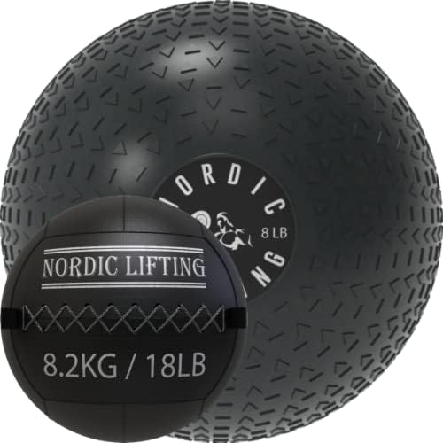 Nordic Lifting Slam Ball 8 lb pacote com bola de parede 18 lb