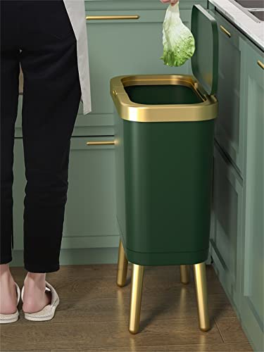 Zhaoleei 15L Lixo de ouro para o banheiro da cozinha quadrúpede quadrúpela de lixo de lixo de plástico de plástico
