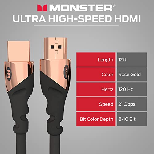 Monster HDMI 4K HDMI Ultra de ouro rosa de alta velocidade 2,1-21 Gbps, 4k a 60Hz para qualidade superior de vídeo