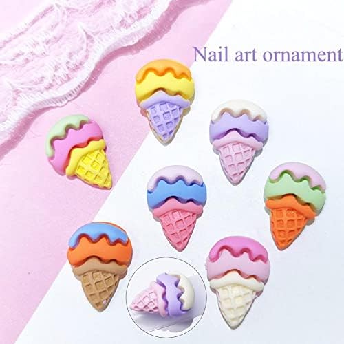 20pcs Caixa de telefone Decoração de moda Fashion Unhas Cartoon Ice Cream Nail Art Decoration -