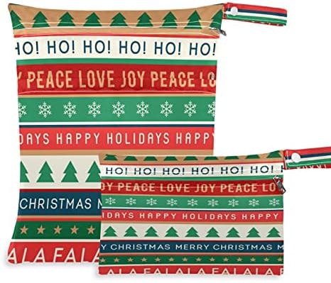ZZXXB Feliz Natal amor Paz Joy Alegria Bolsa de pano reutilizável de pano reutilizável bolso seco molhado com bolso com zíper