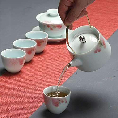 PDGJG Tea Kettle-Porcelain Tea Pot com infusor de aço inoxidável, florescendo, bule de folhas soltas, branco