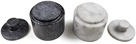 Hawok Marble Sal Cellar Jar Spice Contêiner com tampa de mármore conjunto de 2