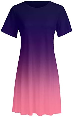 vestido de camiseta feminina iqka plus size de verão casual camisetas soltas vestidos gradiente colorida de manga curta o pescoço mini vestido curto