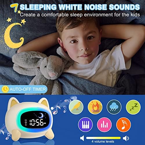 MONEBENA CRIL DE ALARIMENTO DE ALAREIRO OK OK para acordar despertador para crianças Relógio de treinamento de sono com luz de luz noturna e sonor