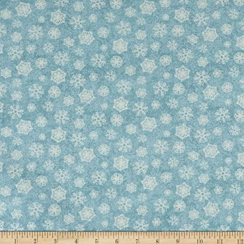 BENARTEX Christmas Magic Brocade Flakes Light Teal, tecido ao lado do quintal