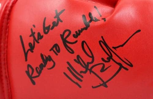 Michael Buffer autografou Red Everlast Boxing Glove *direita com Insc.- JSA W - luvas de boxe autografadas