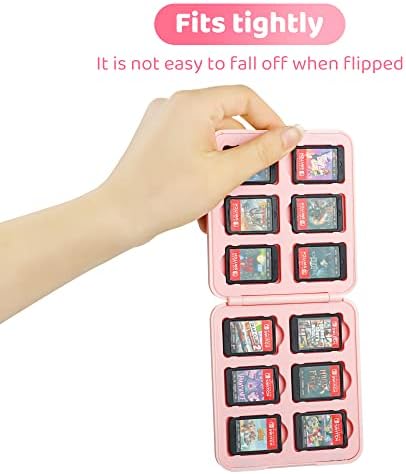 Caso do jogo GLDRAM para Nintendo Switch, Case Pink Game Solder para 12 cartas de jogo Switch e 12 Micro SD Cards,