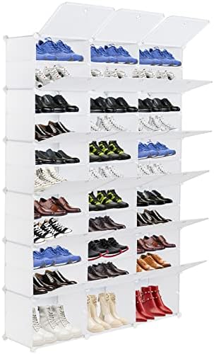 11 camadas de calçada cubo de cubo portátil Organizador de armazenamento de sapatos com portas Armário de plástico