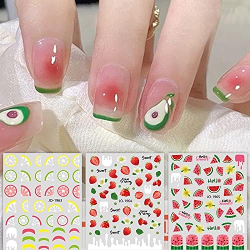 Adesivos de unhas, adesivo de unhas de diy adesivo, conjunto de decoração de unhas, adesivos de frutas de arte de unha, pequenos