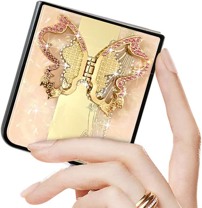 Para Samsung Galaxy Z Flip 3/Z Flip 4 Case para mulheres meninas com suporte para anel, Luxury Bling Diamond Glitter Glebrofly Butterfly Design, capa de telefone feminina à prova de choque TPU macio TPU para Samsung Z Flip 3/Z Flip 4