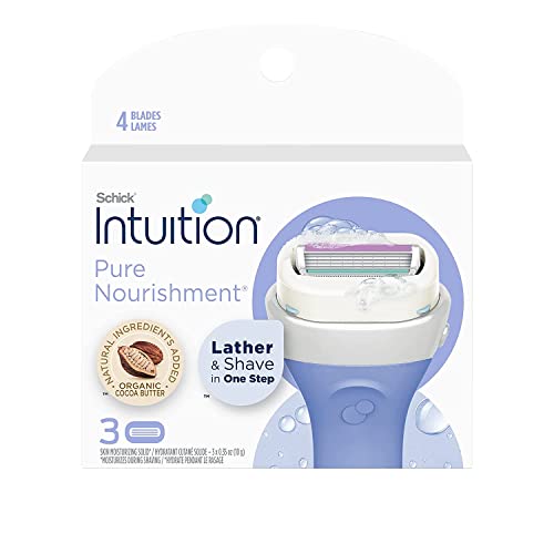 Schick Intuition feminino Razor reabastece puro nutrição e limão Berry Breeze & Coconut Milk e Cartuchos de cuidados com a pele