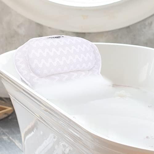 Essência natural travesseiro de banho malha de ar macio, acessórios de banho 3D de qualidade premium, lavável e suporta