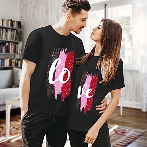 Camiseta gráfica do dia dos namorados casal combinando camisa de manga curta Camiseta de pista de tripulante de