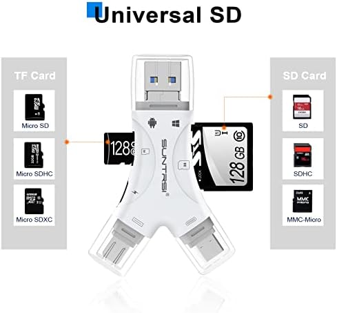 SD Card Reader, 4 em 1 Micro SD Reader para iPhone/iPad/Android/Mac/PC/Laptop/Câmera, Card de cartão portátil Reader SD Adaptador compatível com SD e Mircro SD Cards