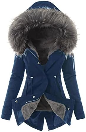 Timifis Womens Casacos Plus Tamanho sobretudos com Fur Hood lã Jackets Chunky Botão de zíper para baixo Winter WhiM Parka