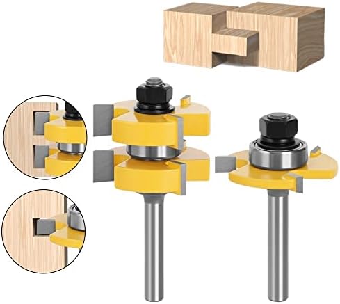 Bits de roteador jrenbox 2 pcs 8 mm de langue de haste de lustre articulação bits t slot slot montador de moagem para madeira ferramentas de corte de madeira