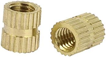 X-Dree M5 x 8mm 0,8mm Cilindro de bronze de 0,8 mm As porcas de inserção redonda de rosca (Cilindro de Latón de M5 x 8 mm, 0,8 mm, Moleteado, Roscado, Inserto Redondo, Tuercas 500 PCs