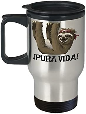 Costa Rica Travel Canela - Pura Vida! - Cup de café isolado de aço inoxidável de 14 oz - caneca de viagem preguiçosa - Presentes de preguiça - lembranças da Costa Rica