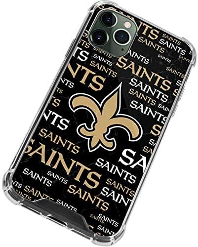 Skinit Clear Phone Case Compatível com o iPhone 11 Pro Max - Oficialmente licenciado NFL New Orleans Saints Black Blast Design
