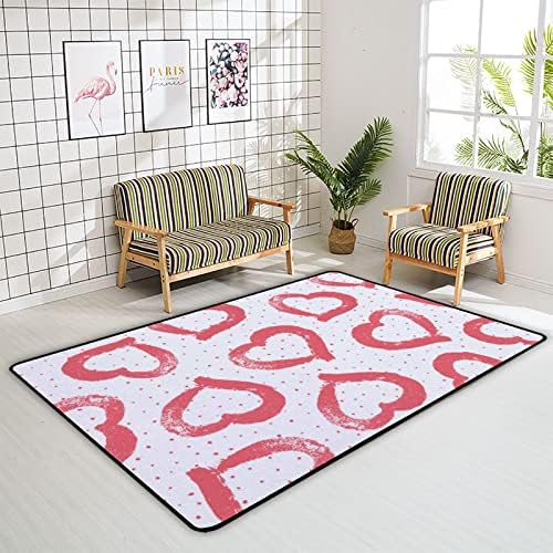 Tsingza tapete macio tapetes grandes de área, esboço corações rosa confortável carpete interno, tapete de bebê para