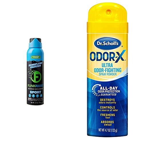 Funkaway Sport Aerossol Spray, 3,4 oz | O Eliminador de odor extremo | Atualizar sapatos e equipamentos esportivos e odor-x