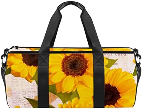 Mamacool Sunflowers Pattern Duffel ombro de transporte de bolsa de lona de lona para ginástica para a dança de ginástica