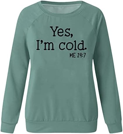 Sim, eu sou um moletom frio, as mulheres casuais de manga longa raglan camisetas engraçadas impressão tops tops color block bloqueio de pullover