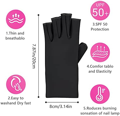 Colorcasa 2/3 pares luvas UV para luvas de proteção UV da lâmpada de unha para luvas de manicures para proteger as mãos das unhas UV