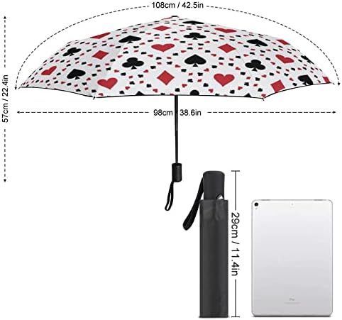 Funny Poker 3 Folds Umbrella Anti-UV Guarda-de-vento Automóvel Auto Open Umbrella Open