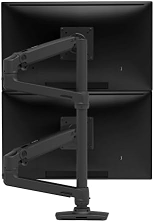 Ergotron - LX Backing Vertical Dual Monitor Arm, VESA Monta de mesa - Para 2 monitores de até 40 polegadas, 7 a 22 libras cada - pólo alto, preto fosco