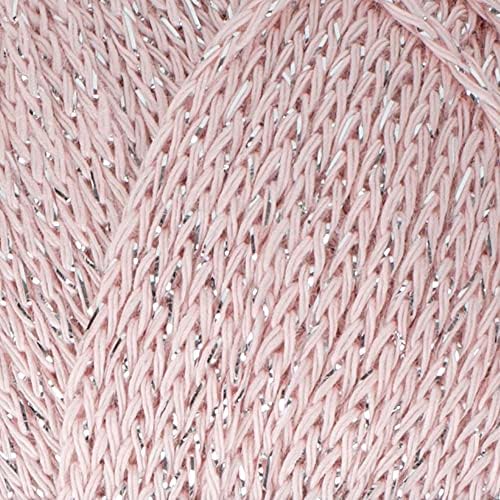 1 Skein Yarnart Elegance Fios brilhantes, %88 Cotton %12 Metallic, 50 g, 130 m, Peso do fio 2: esporte fino, rosa claro - 108