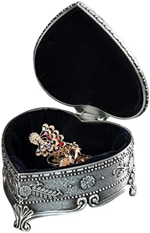 Liruxun Jewelry Box Vintage Metal Rings Colar Caso de armazenamento Brincos em forma de coração Presente organizador para meninas