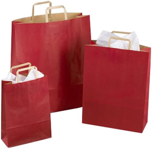Sacos de presente de papel com alça inglesa - xxxl - 17 x 20 x 5 1/2 - riscos de kraft vermelho - granel 500 sacos/caixa