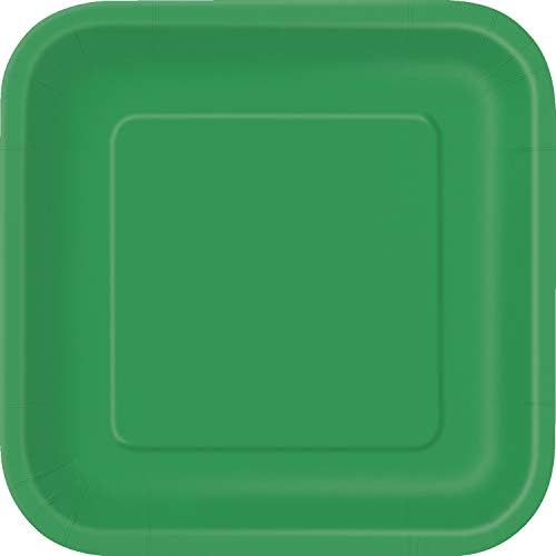 Placas de papel de jantar quadrado exclusivas, 9 , Emerald Green